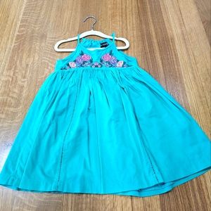 Cynthia Rowley Embroidered Flower Teal Dress